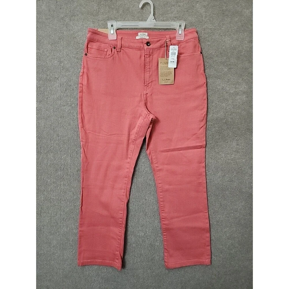 LL Bean True Shape Classic Jeans Womens 14 Mineral Red Straight Leg Stretch NEW